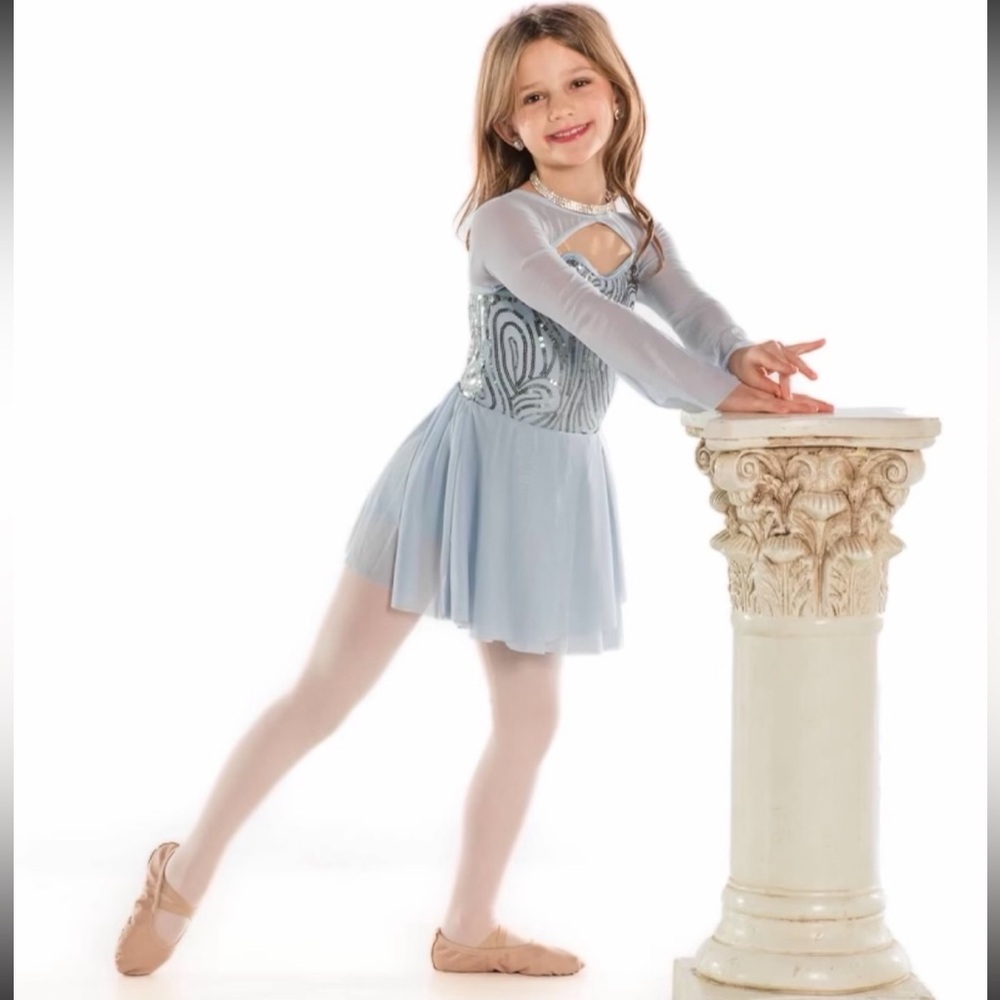 Kids Blue Long Sleeve Dance Costume